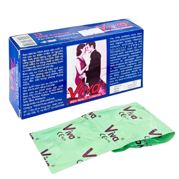 Bao cao su Viva hạn chế tránh thai ngoài ý muốn và các bệnh truyền nhiễm (Hộp 12 cái)